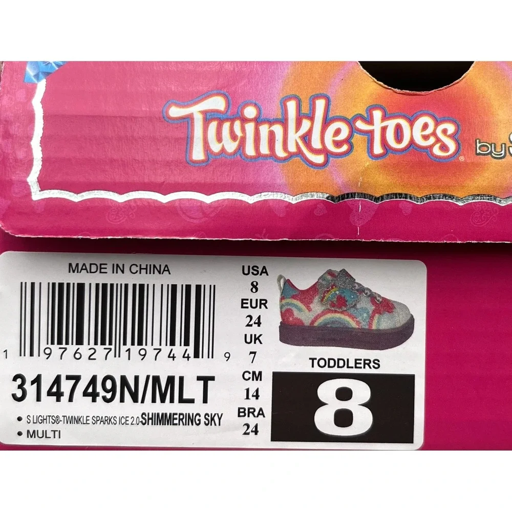 Skechers Toddler Girls Twinkle Sparks Light-Up Sneakers Size‎ 8 Multi Slip-on